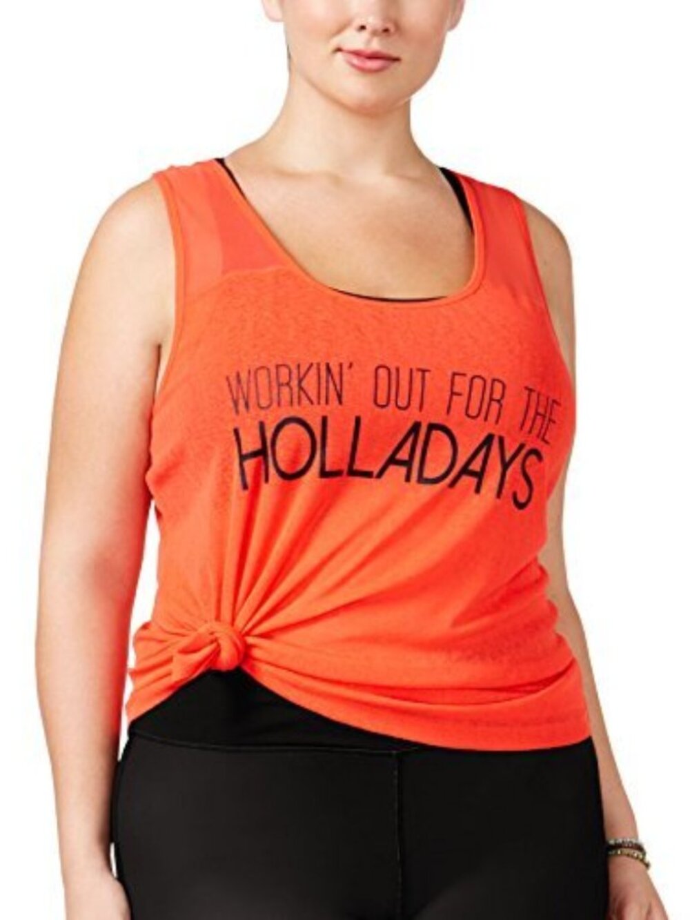 Material Girl Womens Active Plus Size Graphic Racerback Tank Top